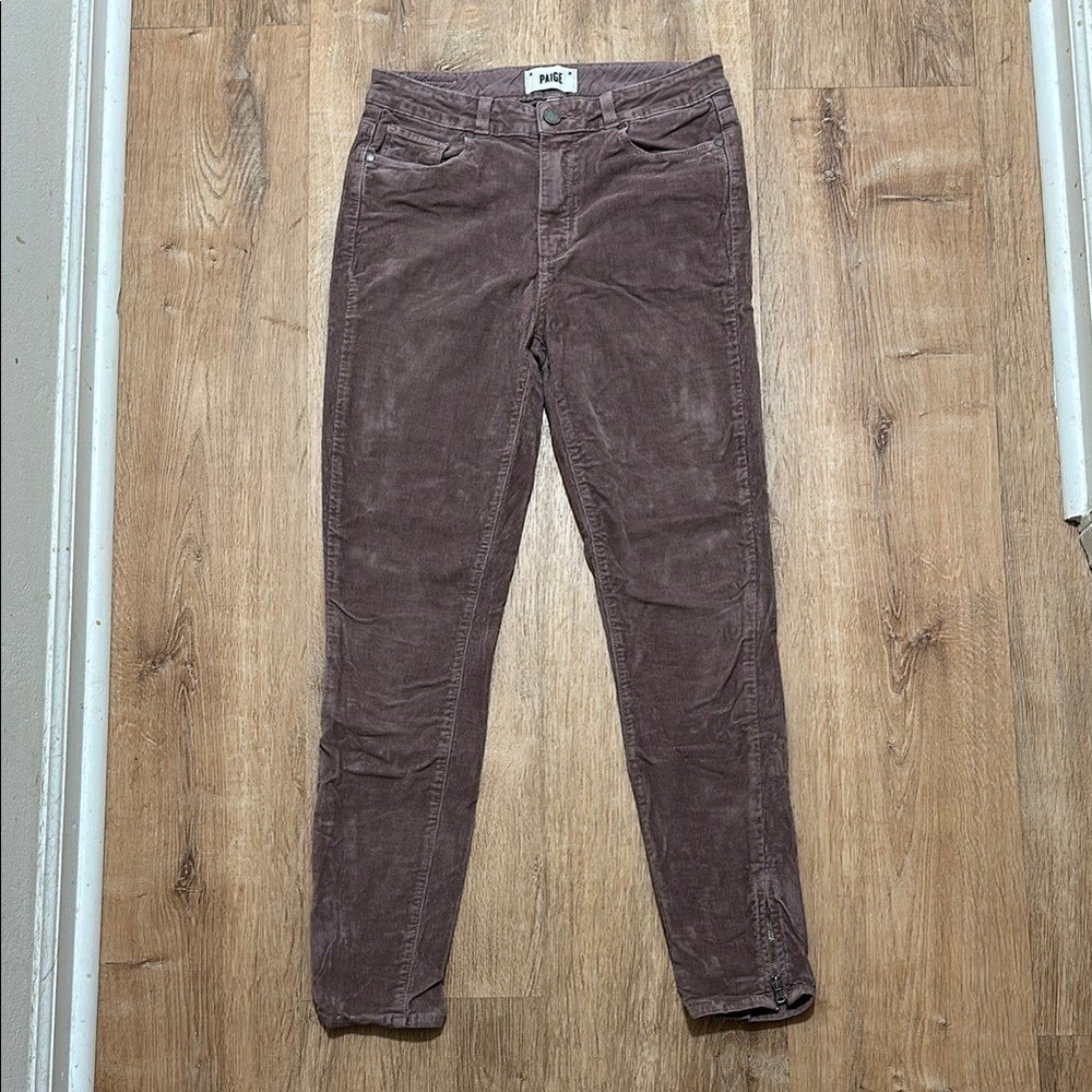 PAIGE | Women's Faded Mauve Pink Corduroy Hoxton Skinny Mid Rise Jeans, Size 27 - Picture 2 of 7